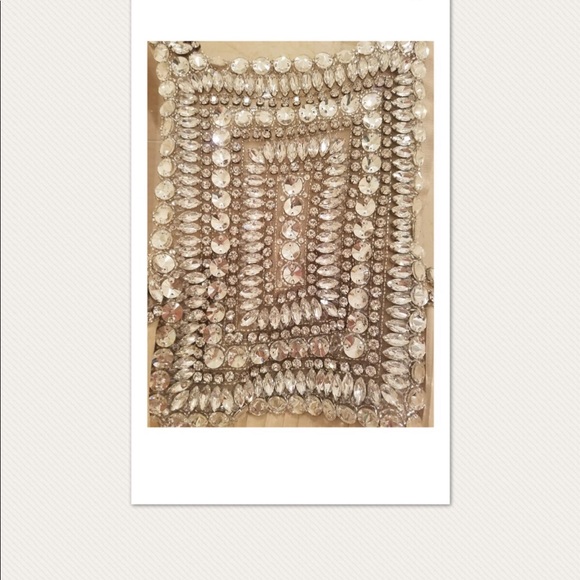 NAEEM KHAN CREAM RHINESTONE BEADED EVENING GOWN - Picture 3 of 8